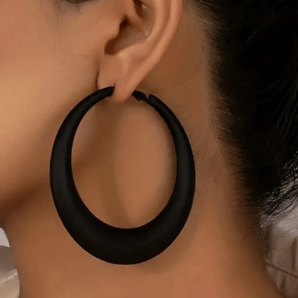 Large Black Hoop Earrings